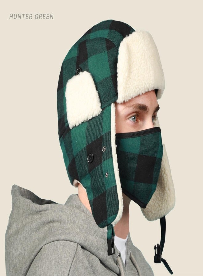 CHOK.LIDS Lumberjack Plaid Winter Trapper Unisex Premium Extra Strength Sherpa Ear Flap Chin Strap Cold Weather Outdoor Hat (Black Plaid) - Image 5
